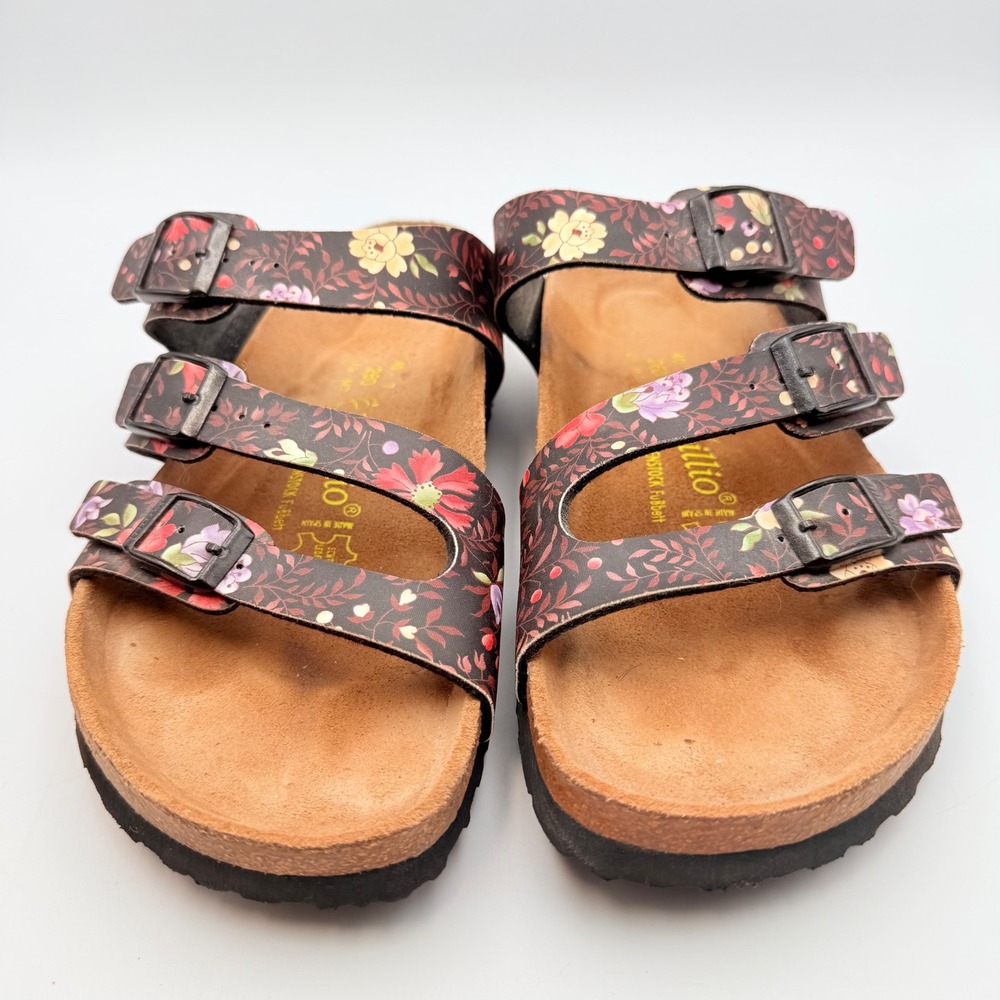 Papillio by Birkenstock Florida Floral Black Slide Sandals Womens 9 Mens 7 40